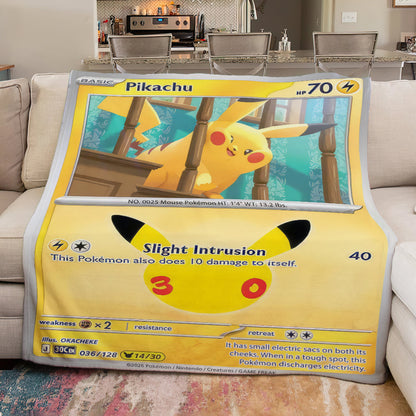 PKM Pikachu Custom Fleece Blanket – Personalized Gift for Kids & Fans
