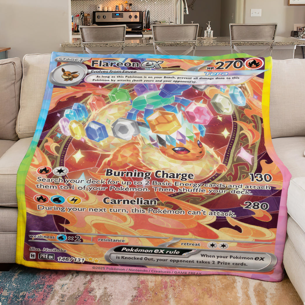 PKM Flareon EX Custom Fleece Blanket