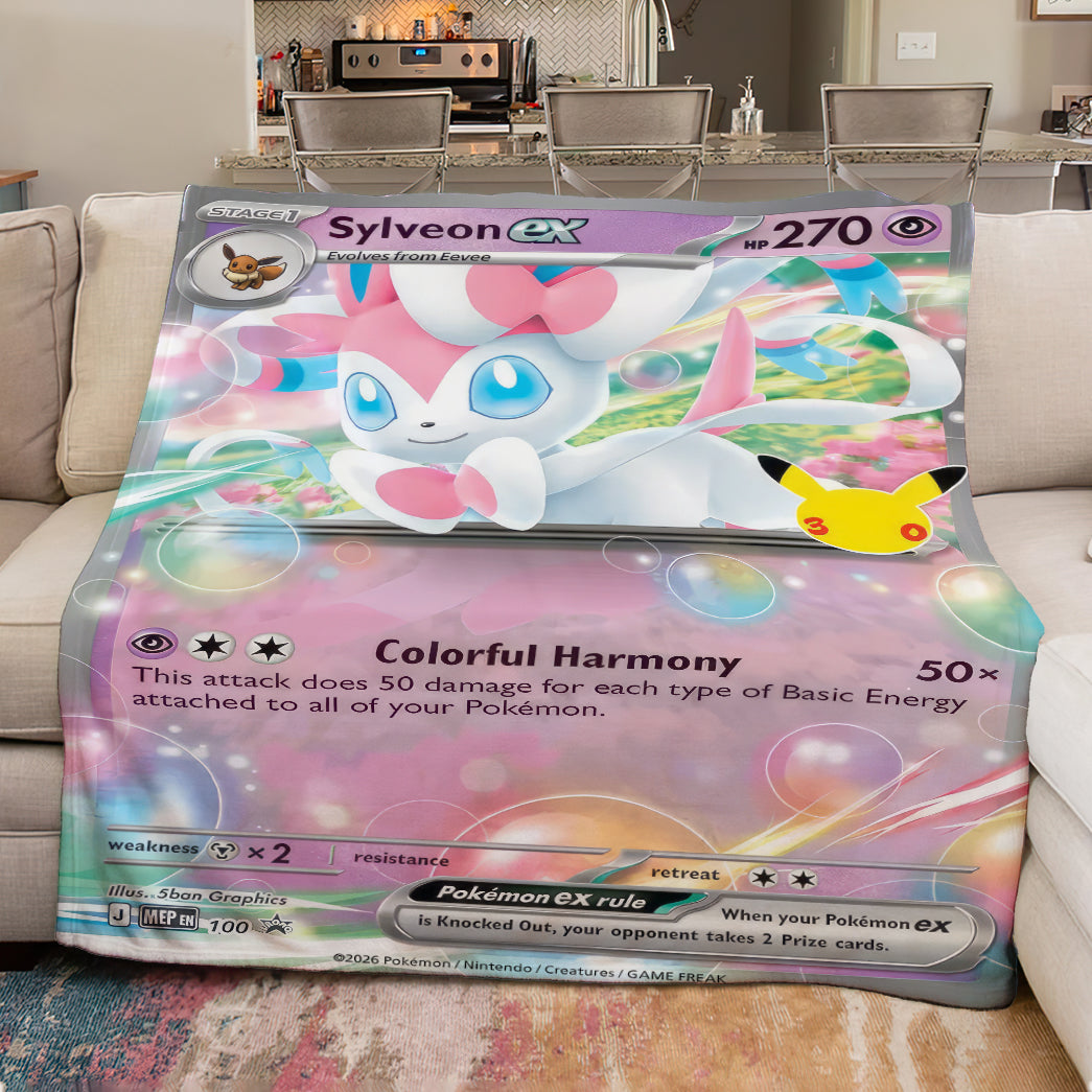 PKM Sylveon ex Custom Fleece Printed Blanket