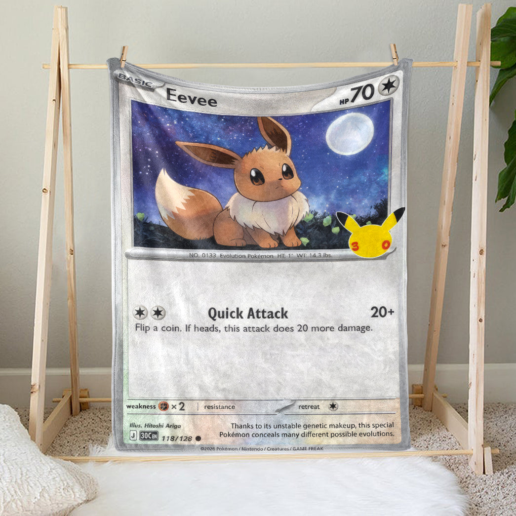 Eevee PKM Custom Fleece Blanket - Personalized Card Blanket