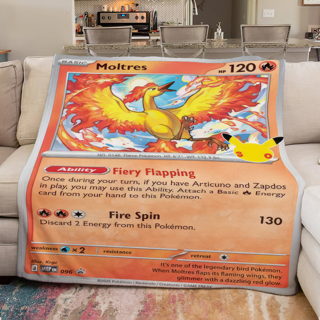 PKM Moltres Custom Fleece Printed Blanket