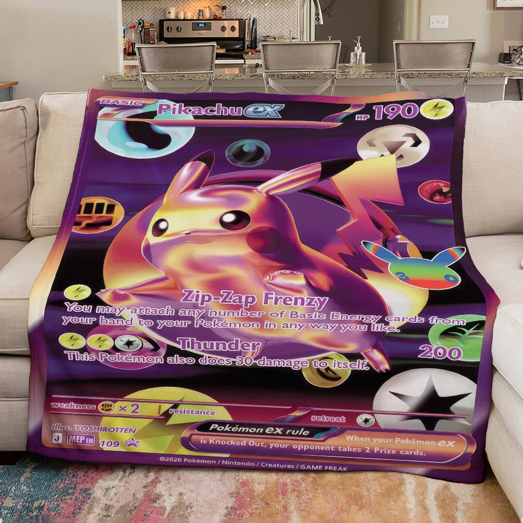 PKM Pikachu ex Custom Fleece Printed Blanket