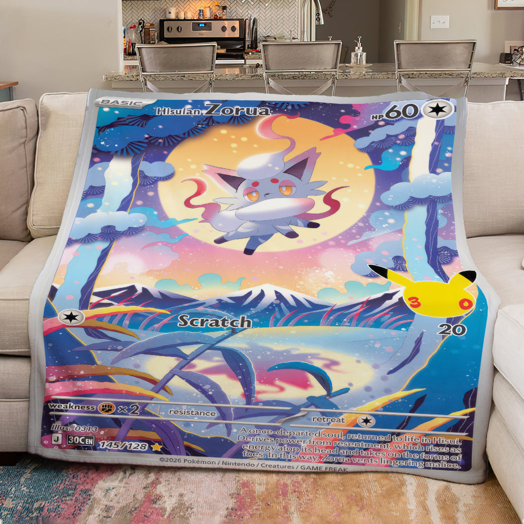 PKM Zorua Card Custom Fleece Blanket