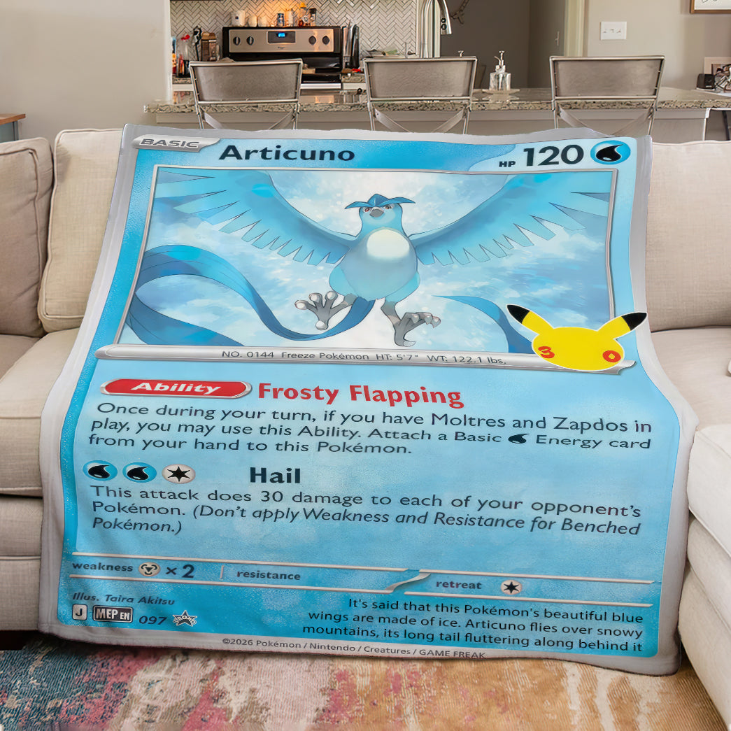 PKM Articuno Custom Fleece Printed Blanket