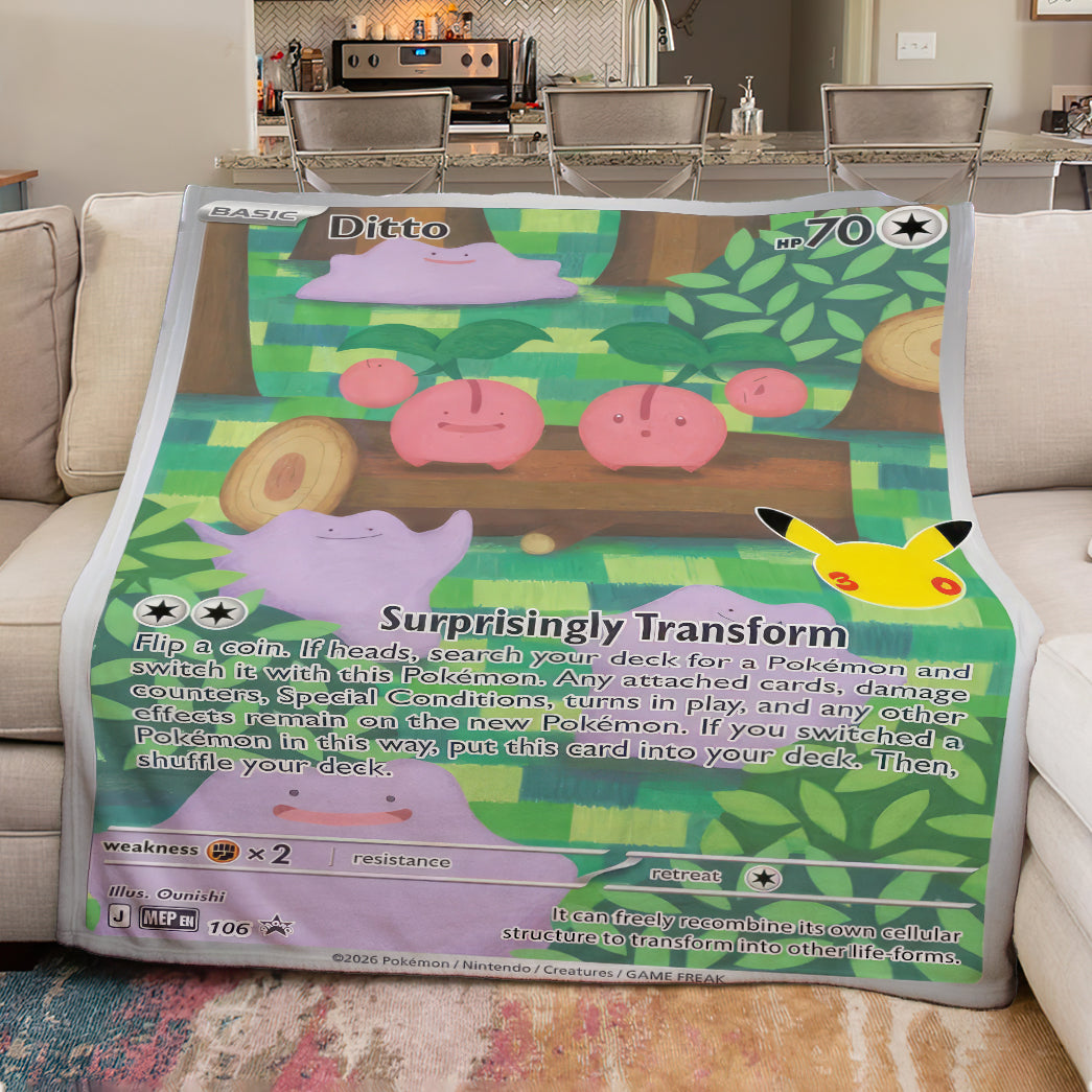PKM Ditto Card Custom Fleece Printed Blanket