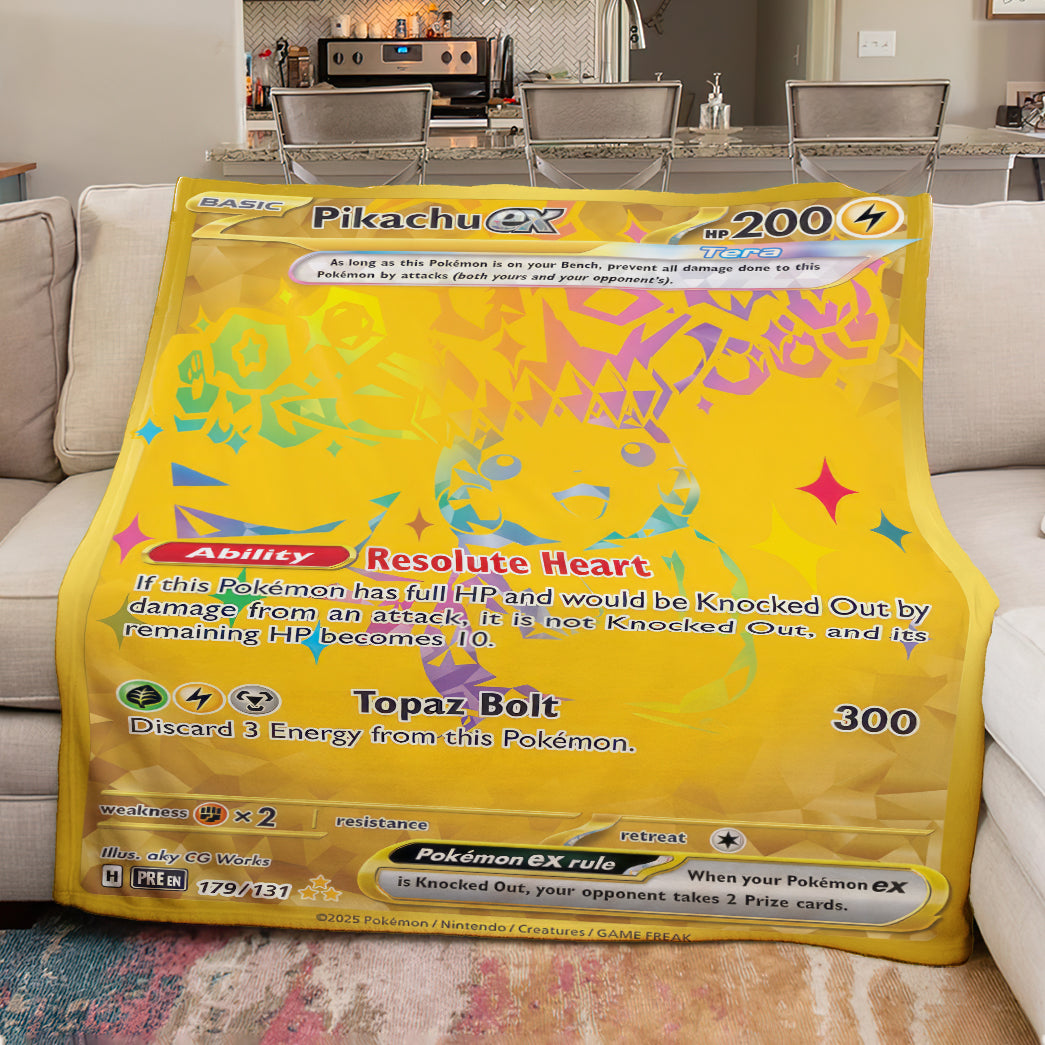 PKM Pikachu EX Custom Fleece Blanket