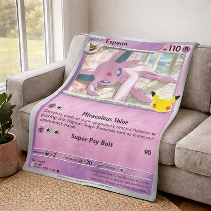 Espeon PKM Custom Fleece Blanket – Personalized Gift for Kids & Fans