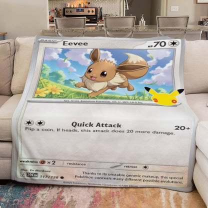 Eevee PKM Custom Fleece Blanket - Personalized Gift for Kids & Fans