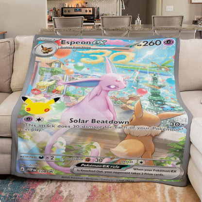 PKM Espeon Custom Fleece Printed Blanket