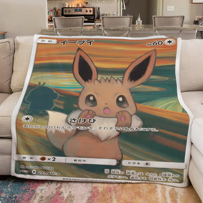 PKM Eevee The Scream Custom Fleece Blanket
