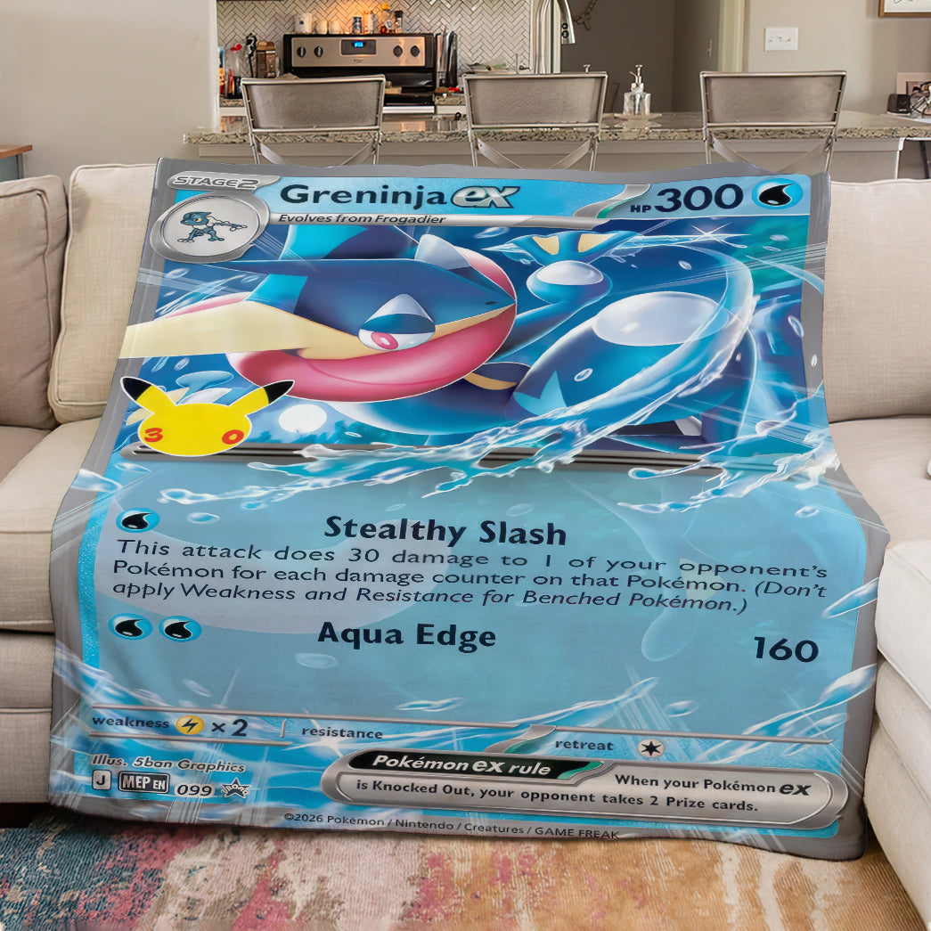 PKM Greninja ex Custom Fleece Printed Blanket