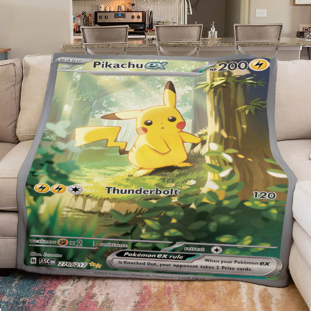 PKM Pikachu EX Custom Fleece Blanket