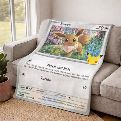 Eevee PKM Custom Fleece Blanket – Personalized Trading Card Blanket