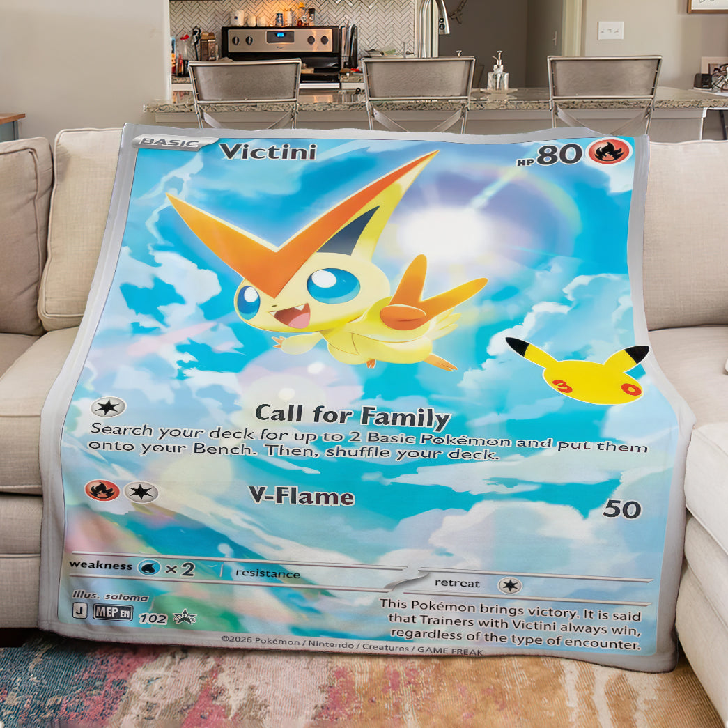 PKM Victini Custom Fleece Printed Blanket