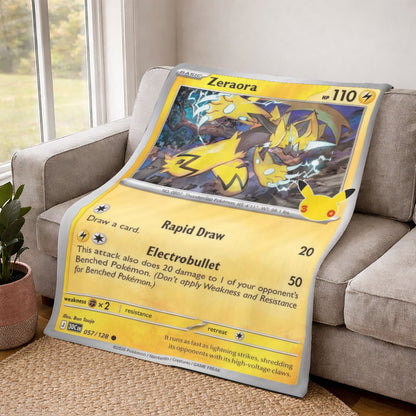 Zeraora PKM Custom Fleece Blanket – Personalized Trading Card Blanket