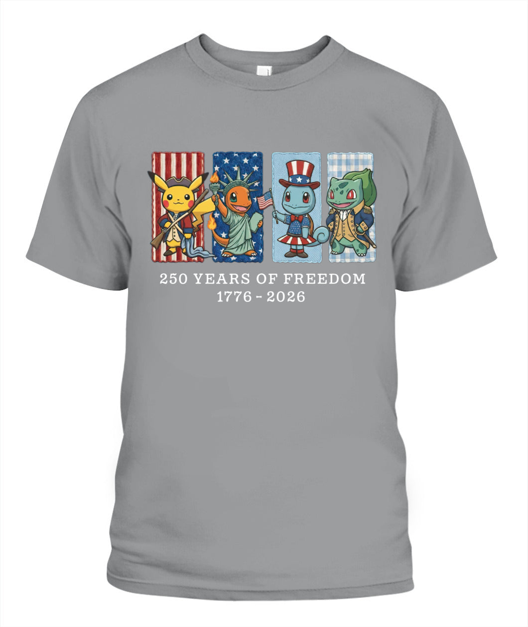 Pokemon 250 Years of Freedom 1776–2026 Patriotic Embroidered Graphic Quarter-Zip Sweatshirt, Hoodie Sweatshirt T-Shirt