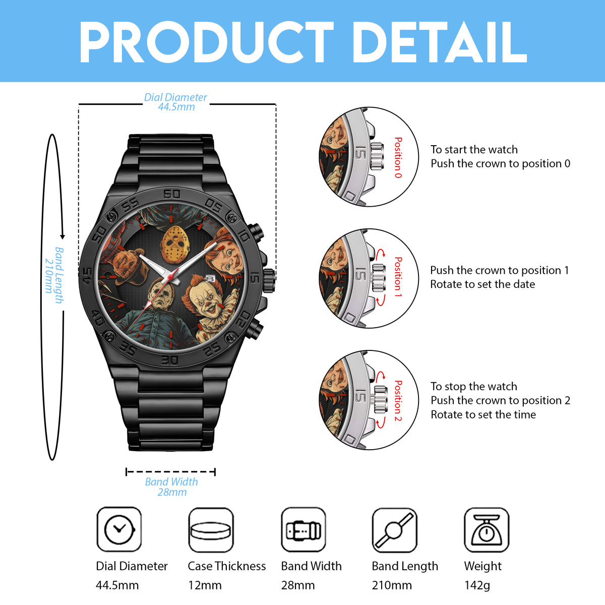 Halloween Horror Personalized Quartz Watch
