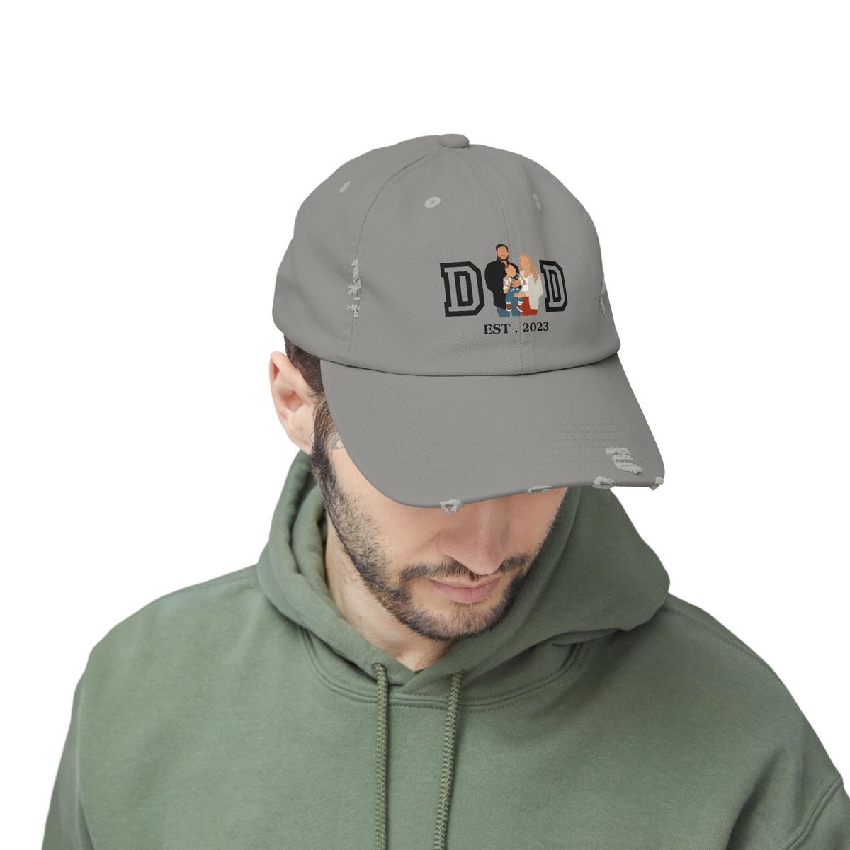 Custom DAD EST Unisex Distressed Cap