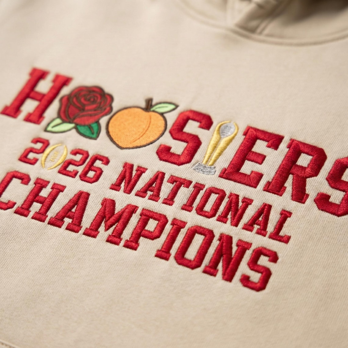 Embroidered Hoosiers Champs Sweatshirt: Rose & Peach Bowl 25/26 Quarter-Zip Sweatshirt, Hoodie Sweatshirt T-Shirt