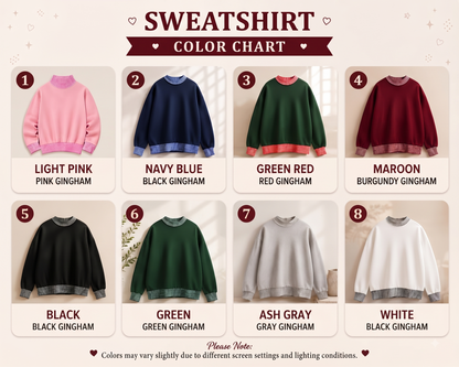 Personalized Gingham Mock Neck Sweatshirt, Custom University Name Applique Pullover