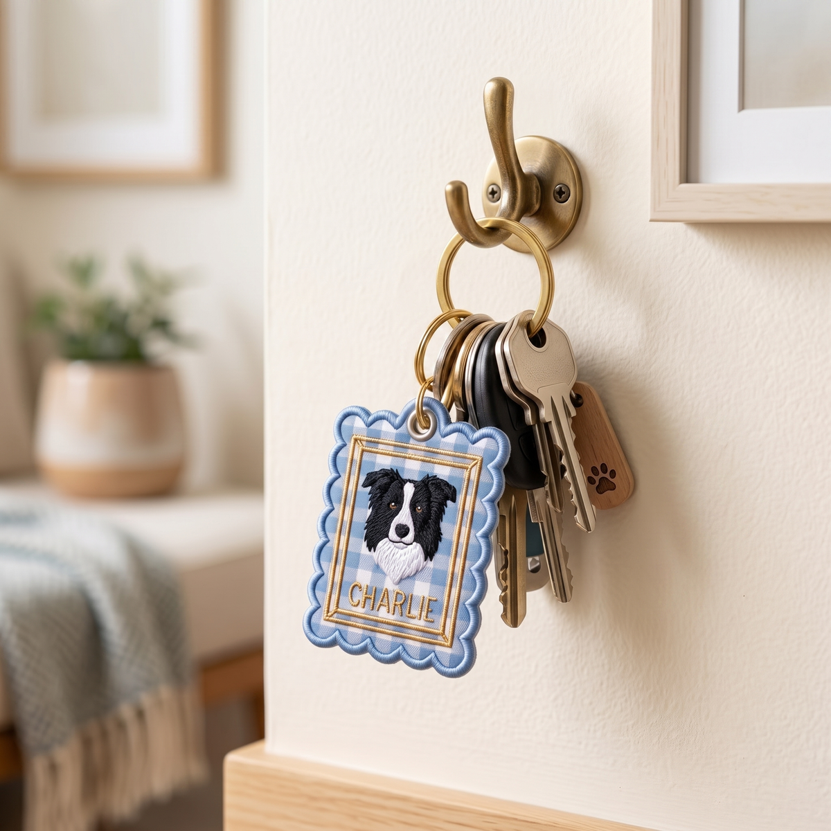 Embroidered Custom Pet Photo & Name Keychain