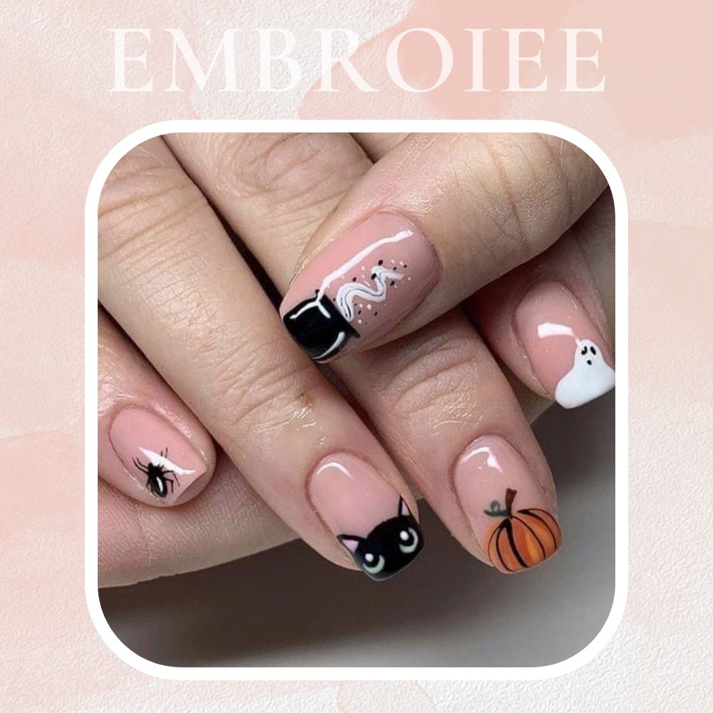 Skeletal Shadows and Bone-Chilling Beauty Hand-painted Press On Nails