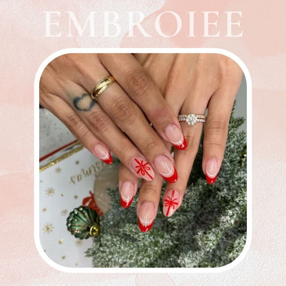 Christmas Frosty Morning and Christmas Eve Glow Hand-painted Press On Nails