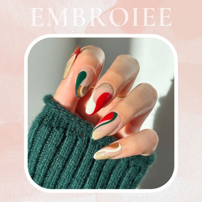 Christmas Icicle Lights and Twinkling Treetops Hand-painted Press On Nails