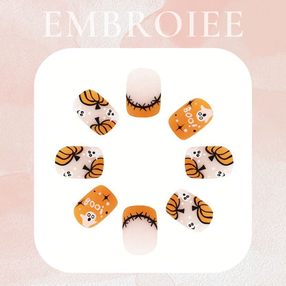 Halloween Cute Pumpkin Wearable Armor Hand-painted Press On Nails