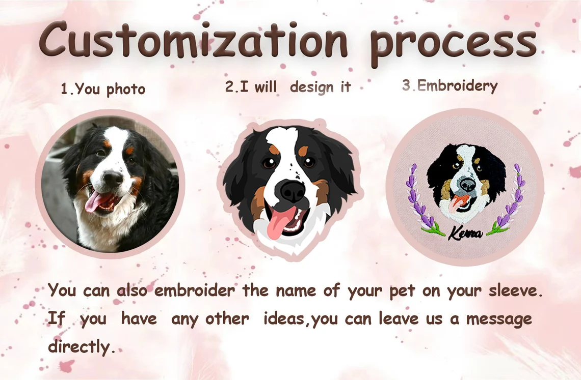 Personalized Embroidered Floral Pet Dog Cat Hoodie Sweatshirt T-Shirt