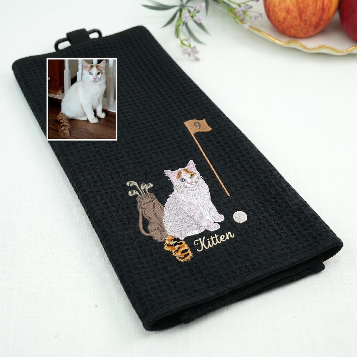 Embroidered Custom Pet Golf Towel With Pet Photo