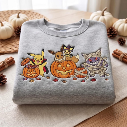 Custom PKM Halloween Character Embroidered Trick Or Treat SweatShirt