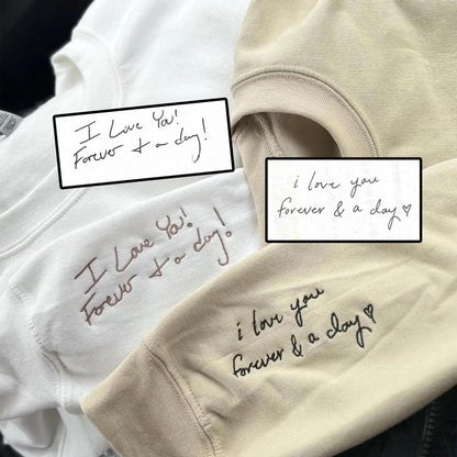 Custom Your Handwriting Embroidered Sweatshirt - Embroider Couple Message Sweater - Couple Matching Sweaters - Personalized Gift For Him Her