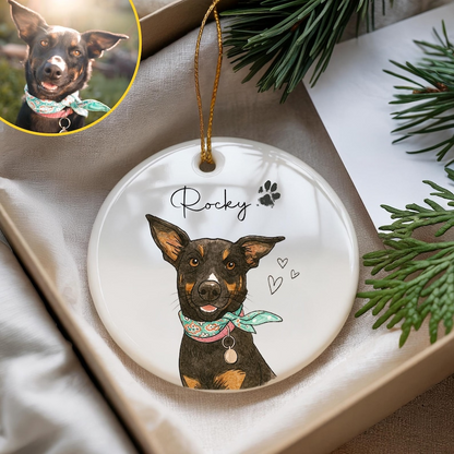 Personalized Watercolor Pet Photo Ornament Custom Memorial Keepsake