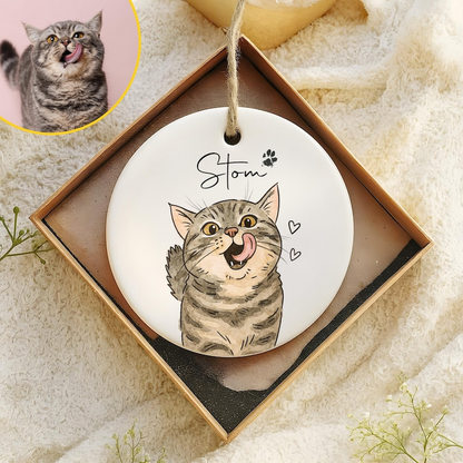 Personalized Watercolor Pet Photo Ornament Custom Memorial Keepsake