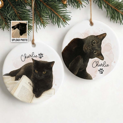 Personalized Watercolor Photo Pet Ornament, Custom Pet Portrait Keepsake, Dog Lover Gift, Cat Mom Gift, Memorial Dog Gift, Loss of Pet