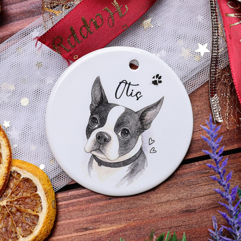 Personalized Watercolor Pet Photo Ornament Custom Memorial Keepsake