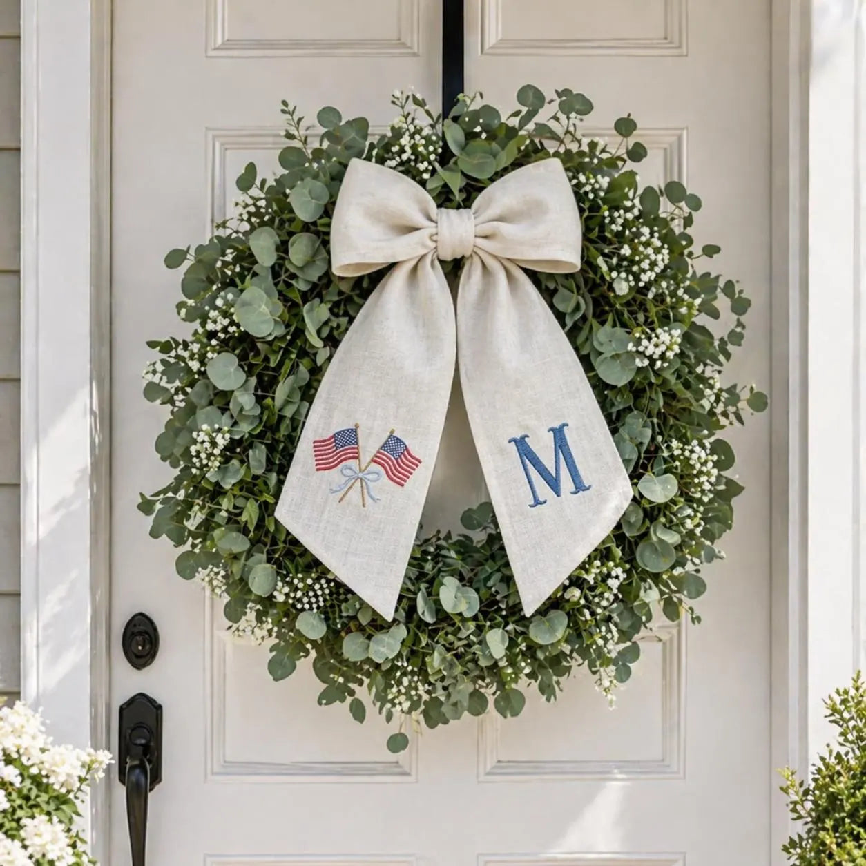 Embroidered Personalized USA Flag Wreath Sash