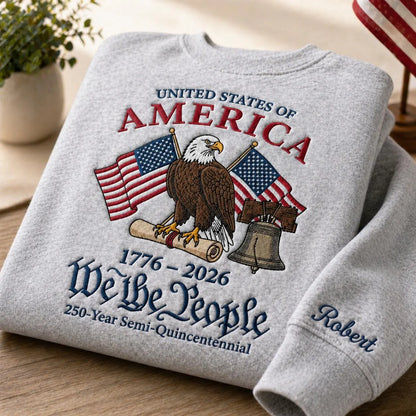 Embroidered 250th Anniversary Patriotic Eagle American Flag Quarter-Zip Sweatshirt, Hoodie Sweatshirt T-Shirt (Copy)