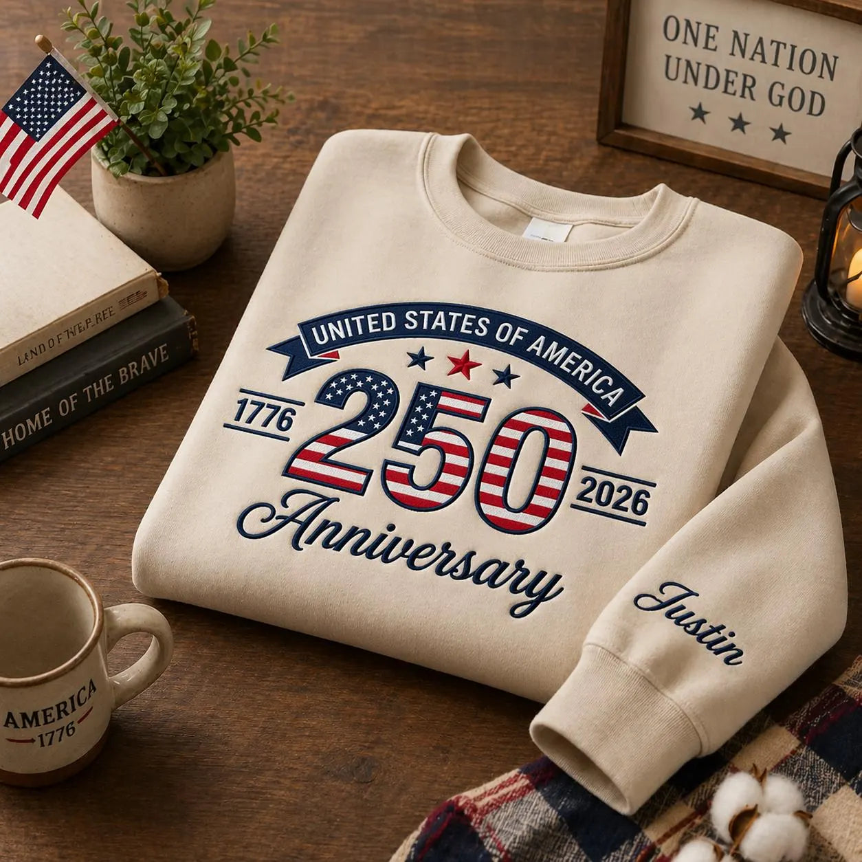 Embroidered Patriotic America 250 1776 to 2026 Quarter-Zip Sweatshirt, Hoodie Sweatshirt T-Shirt (Copy) (Copy)