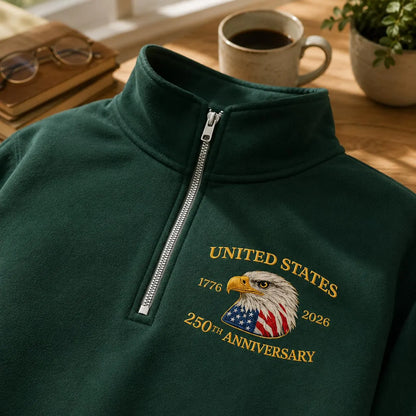 Patriotic Eagle Embroidery T-Shirt Sweatshirt Hoodie Quarter-Zip Sweatshirt