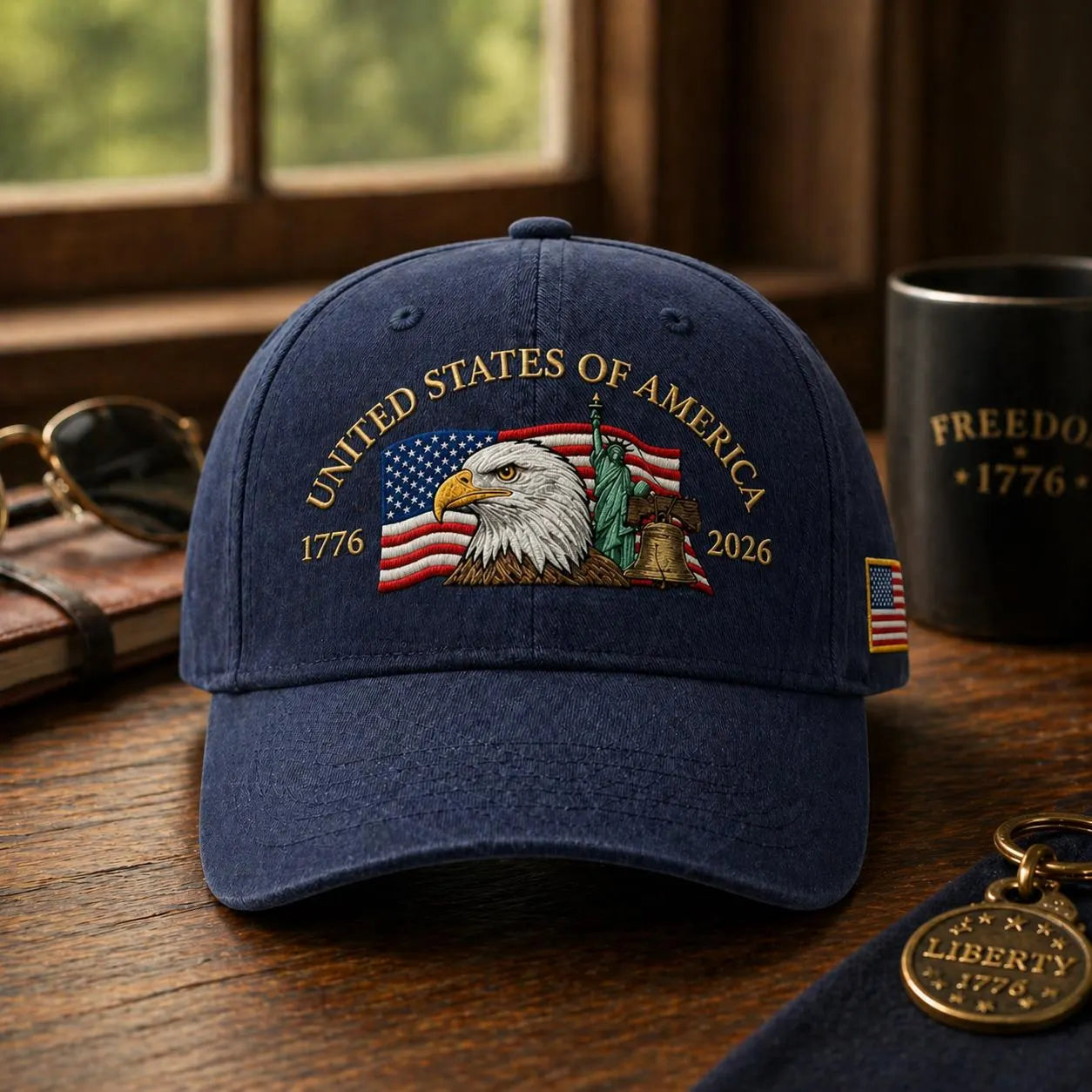 Embroidered USA Anniversary 1776-2026 Eagle Dad Hat Cap Hat
