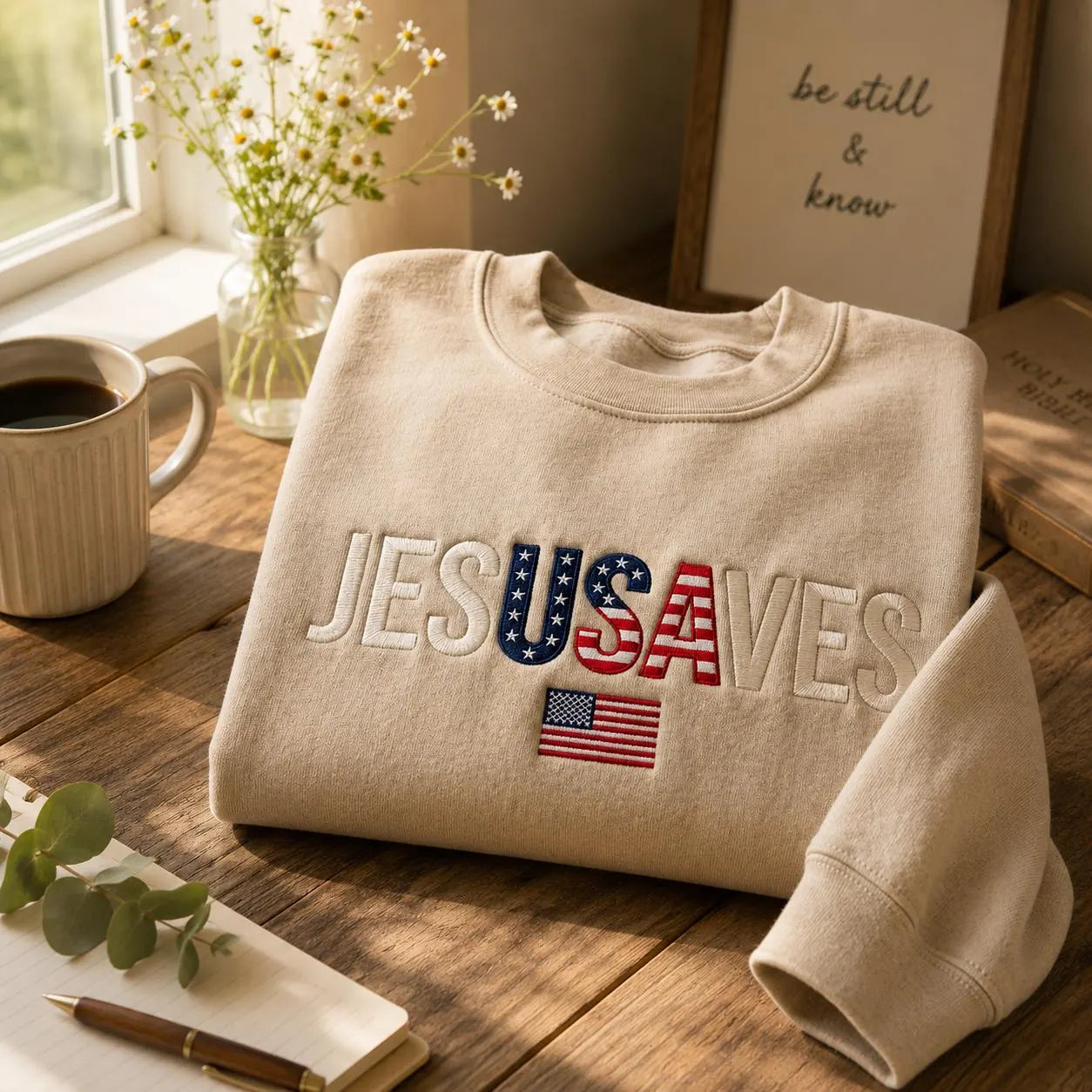 Jesus Saves Patriotic Faith Christian 4th of July Religious Gift T-Shirt Sweatshirt Hoodie Quarter-Zip Sweatshirt