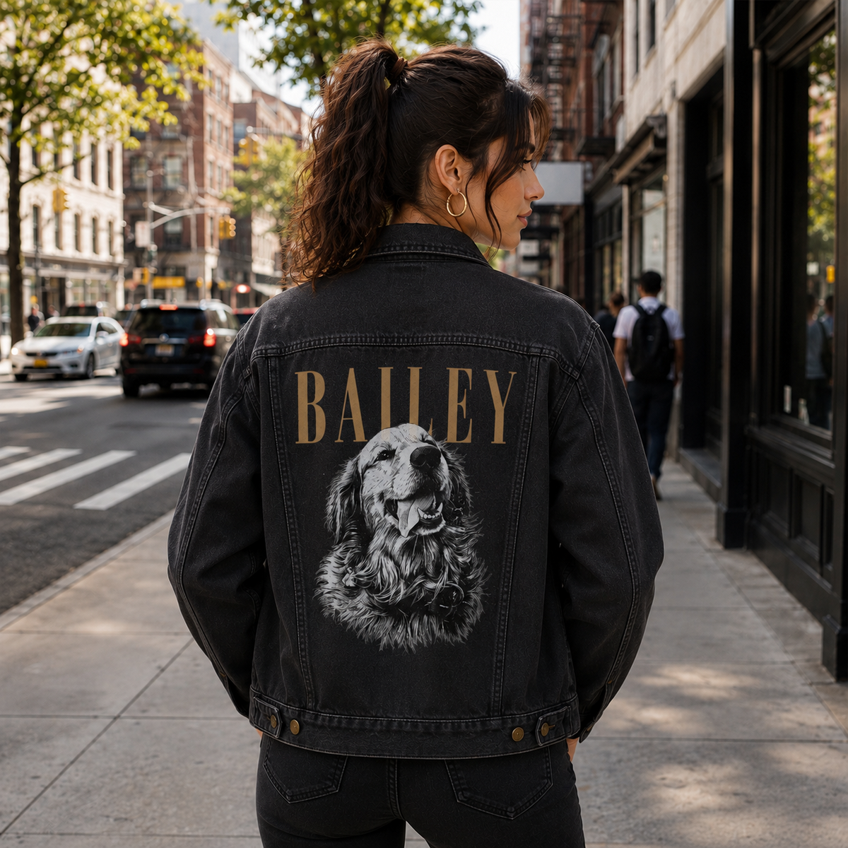 Custom Pet's Photo & Name Denim Jacket