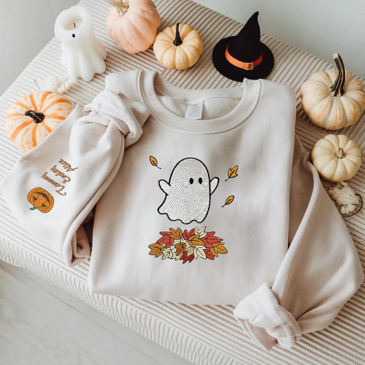 Halloween Personalized Embroidered Ghost Hoodie Sweatshirt T-Shirt
