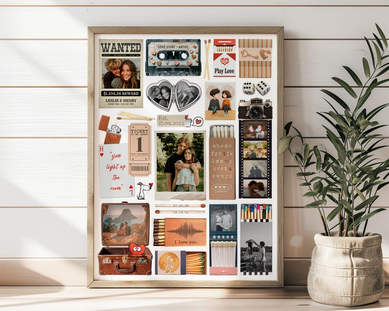 Couple Love Story Matchbook Collage Dopamine Decor - Personalized Blanket - Heartfelt Valentine, Anniversary Gift For Him, For Her
