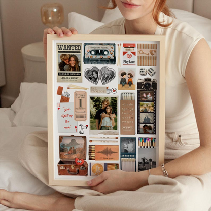 Couple Love Story Matchbook Collage Dopamine Decor - Personalized Blanket - Heartfelt Valentine, Anniversary Gift For Him, For Her