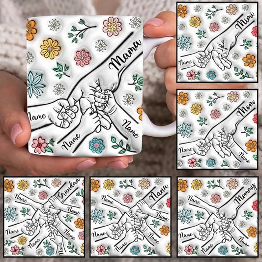 Mother's Day Personalized Holding Mom's Hands Mug You Hold Our Hands Also Our Hearts Mug