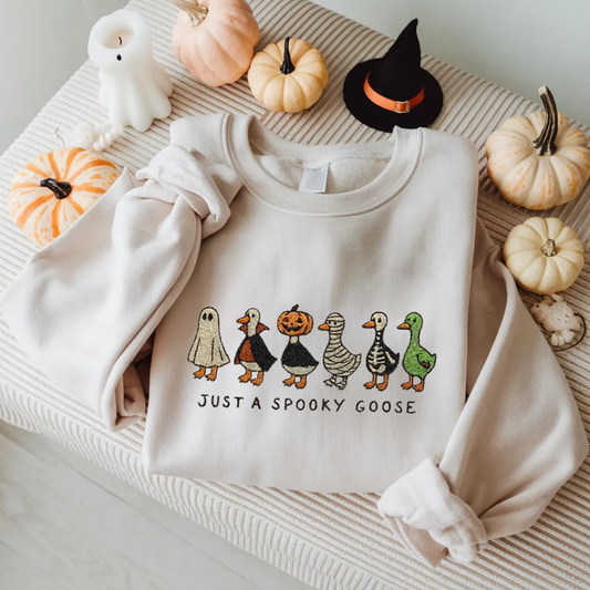 Halloween Personalized Embroidered Spooky Gooses Hoodie Sweatshirt T-Shirt