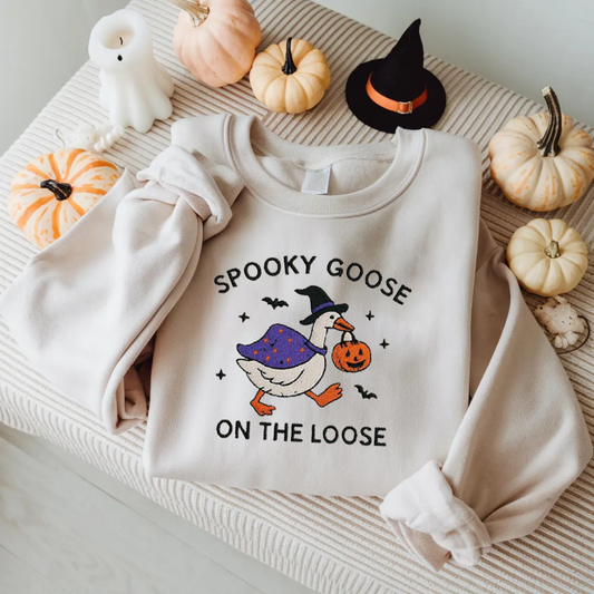 Halloween Personalized Embroidered Spooky Gooses Hoodie Sweatshirt T-Shirt